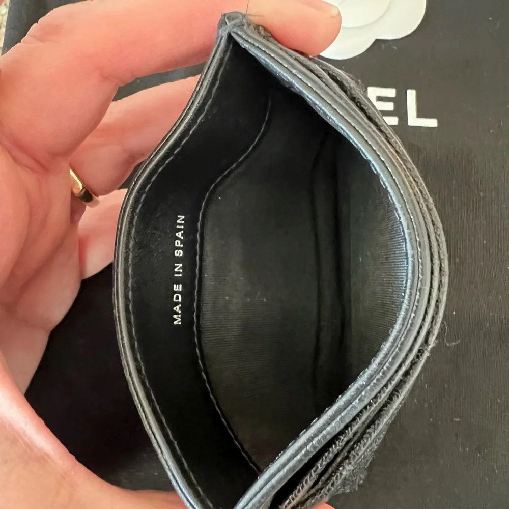 Chanel Black Quilted Caviar Boy Card Holder